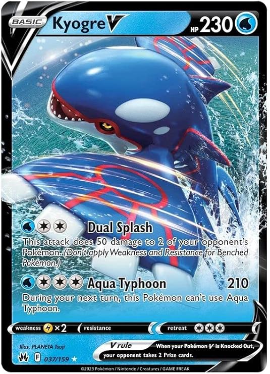 Kyogre V 037/159 Ultra-Rare Rare Pokemon Card (SWSH Crown Zenith) + 1x TitanCards® Toploader