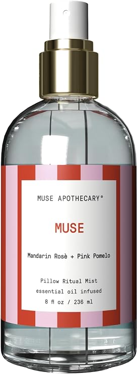 Muse Apothecary Pillow Ritual - Aromatic, Calming and Relaxing Pillow Mist, Linen and Fabric Spray, Infused with Natural Essential Oils - Great Valentine's Day Gift - 8 oz, Mandarin Rose + Pink Pomelo