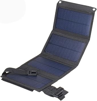 Generic Solar Panel Charging 10W 5V, Solar Foldable Bag, Outdoor Portable Charging Panel for Mobile Phone or Mini Fan,with a USB Male to felmale Extension Cable, Black