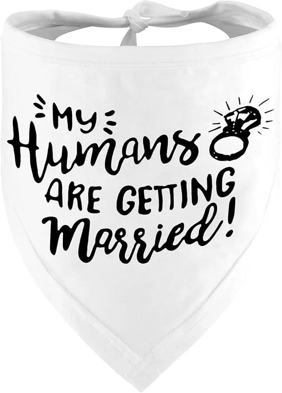 Engagement Gift, My Humans are Getting Married Dog Bandana, Wedding Photo Prop, Pet Scarf, Dog Engagement Announcement, Pet Accessories (Black)