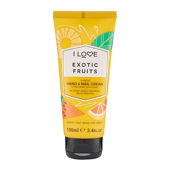 I LOVE Exotic Fruit Scented Hand and Nail Cream - Hand Cream for Dry Hands - Vitamin E, Coconut Oil, and Shea Butter - Silicone Free - 3.4 oz