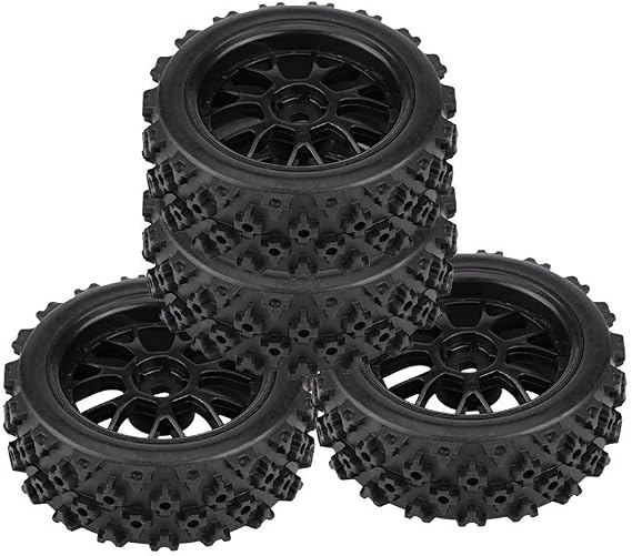 RC Car Tires, RC Car Wheels, 4pcs/set Racing Off-Road Vehicle Tires Rubber Tyre Wheel Rim for RC 1:10 Car Part(Black)