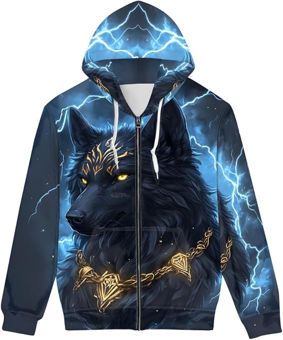 GLUDEAR Men's Realistic 3D Digital Print Pullover Hoodie Hooded Sweatshirt