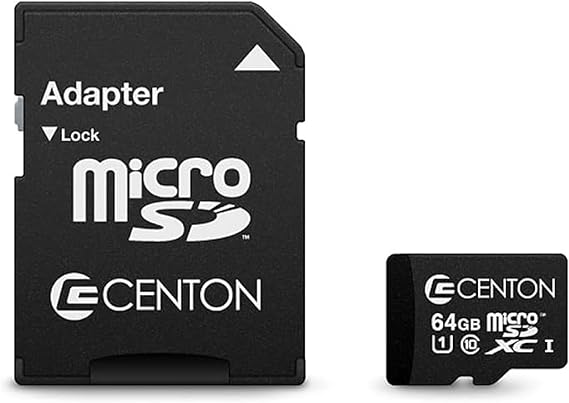 Centon microSDXC Memory Card Class 10 UHS-I with SD Adapter, 64GB HighSpeed