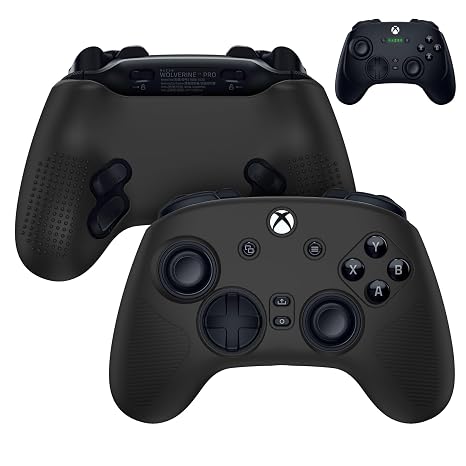 Silicone Grip Skin for Razer Wolverine V3 Gaming Controller, Protective Cover Compatible with Razer Wolverine V3 Pro Wireless, Gaming Controller Skin with Lanyard (BLACK)