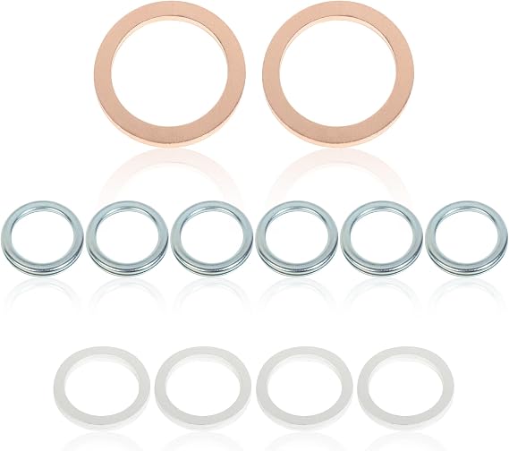 RACOONA 12PCS Crush Washer Kit,Transfer and Differential Case Drain Plug Crush Washer Service Gasket,Car Accessories Differential Transfer Case Crush Gasket,Replace #9043024003,1215710010,90430A0003