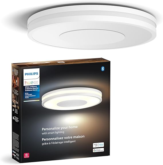 Philips Hue Being Ceiling Light, White - White Ambiance Warm-to-Cool White Smart LED Light - 1 Pack - Control with Hue App - Compatible with Alexa, Google Assistant, and Apple Homekit