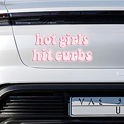 Car Stickers Decal, Hot Girls Hit Curbs Car Sticker, Funny Bumper Stickers for GenZ Ladies Driver, Vinyl Waterproof Stickers Decal, Gifts Idea Sticker for Cars Trucks Motorcycles 1PC
