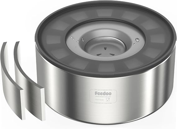 2L No Spill Water Bowl for Dogs, Double-Wall Stainless Steel with Splash-Proof Paws Lid and Floating Disk, Non-Slip Base, Easy to Clean Slow Water Feeder for Small Medium Dogs