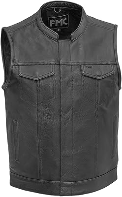 First Mfg Co - Blaster - Mens Motorcycle Leather Vest Club Style Biker Riding Vest