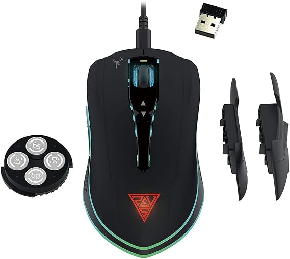 GAMDIAS Hades M1 Wireless Optical Gaming Mouse Dual Level RGB 10800DPI Adjustable 7 Programmable Buttons Hera Software