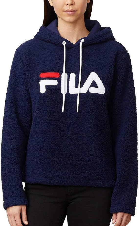 Fila Womens Caroline Sherpa Hoodie (Peacoat, Large)