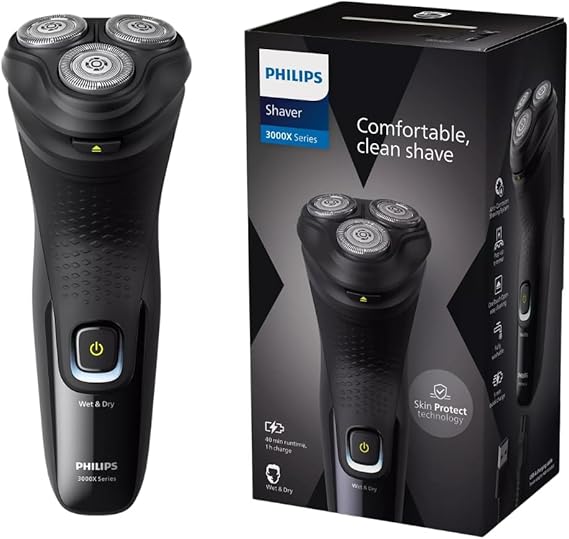 Philips 3000X Series Men's Shaver, PowerCut Knife Technology, 5D Flexible Head, Wet and Dry Use, Precision Trimmer, Skin Protection Feature, X3021/00
