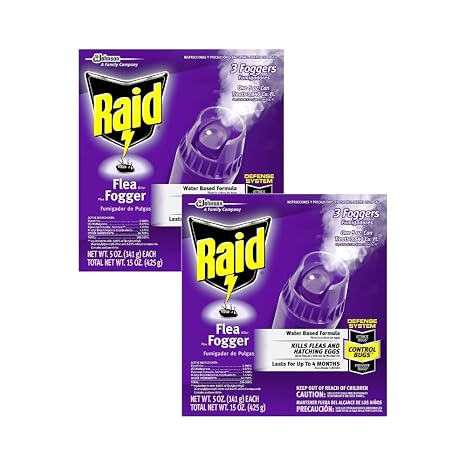 Raid Flea Fogger Plus Killer Water Based Formula Kills Fleas and Hatching Eggs 5 Ounce Cans 3 Count (Pack of 2)