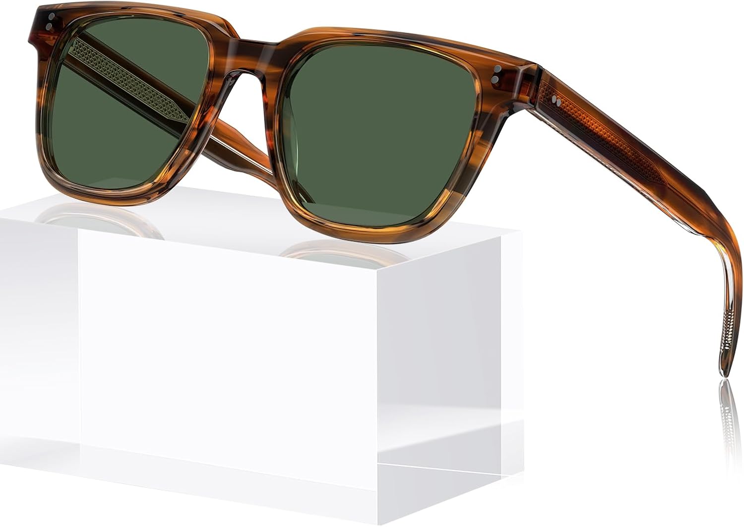 AVAWAY Retro Polarised Mens Sunglasses Vintage Square Eyewear UV400 Protection for Driving Travel