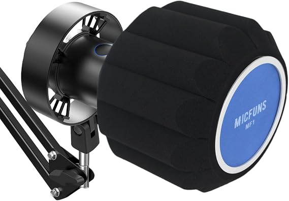 MF2 Microphone Windscreen Pop Filter,Side Cutout 45-60-mm Suspended Microphones SM7B, Sound Absorbing Foam Reducing Noise And Reflections