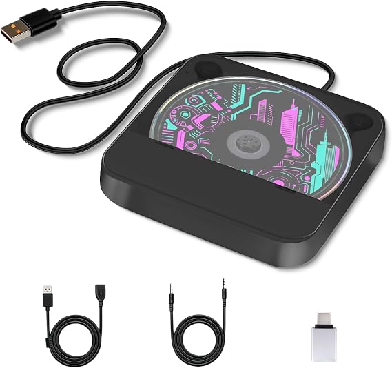 Portable CD Player for Car, External CD Player with USB/AUX, Black