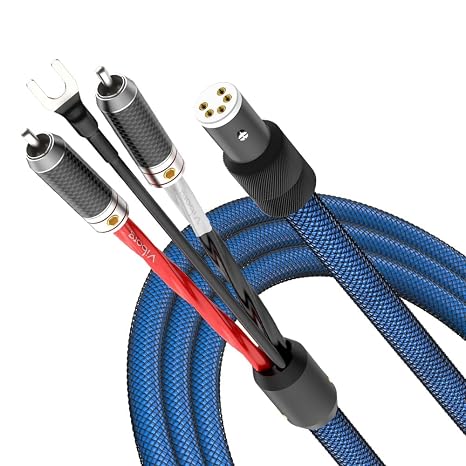 Viborg LC800 Tonearm Cable (5N OFC Silver Plated) 5 Pin DIN to 2RCAs Phono Wire Turntables Analog Cable with Rhodium Plated RCA Plug (3.3FT/1M)