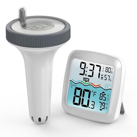 Pool Thermometer Floating Easy Read with Wireless Remote Sensor