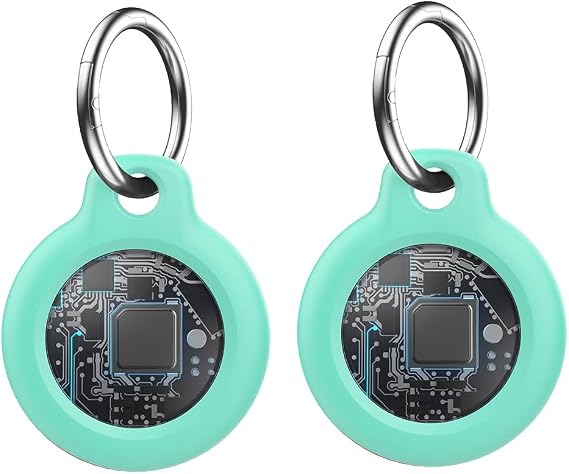 Bluetooth Tracker with Keychain, Position Tracking, Anti-Loss Device, Replaceable Battery, Teal, 3.1cm