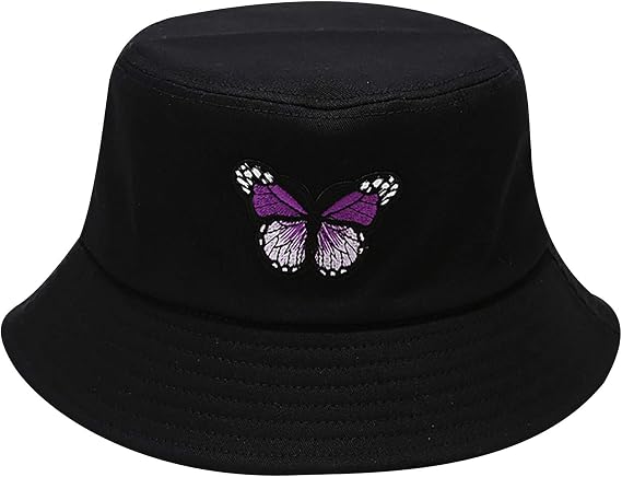 Unisex Fashion Embroidered Bucket Hat Summer Fisherman Cap for Men Women Teens Travel Sun Beach Bucket Cap
