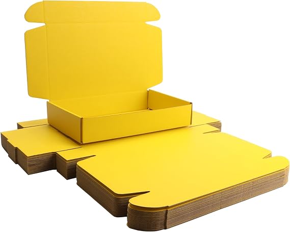 Yellow Shipping Packaging Boxes 20Pcs,L10.5W6.3H2 Inch Mailer Gifts Boxes