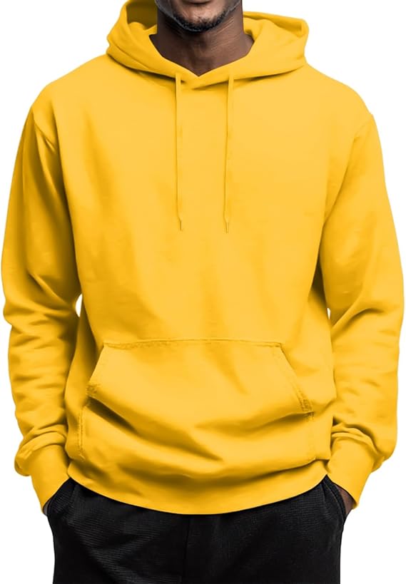 Hoodies for Men Lightweight Thin Fleece Hoodie Pullover with Hood Casual Basic Plain Pullover Sweatshirt