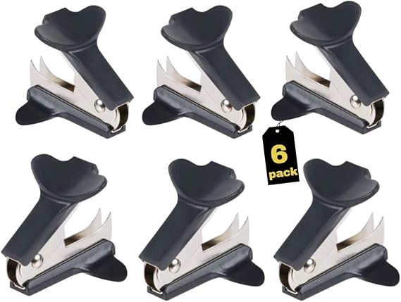 1InTheOffice Staple Remover, Claw Staple Remover, Staple Remover Tool, Black, 6 Pack