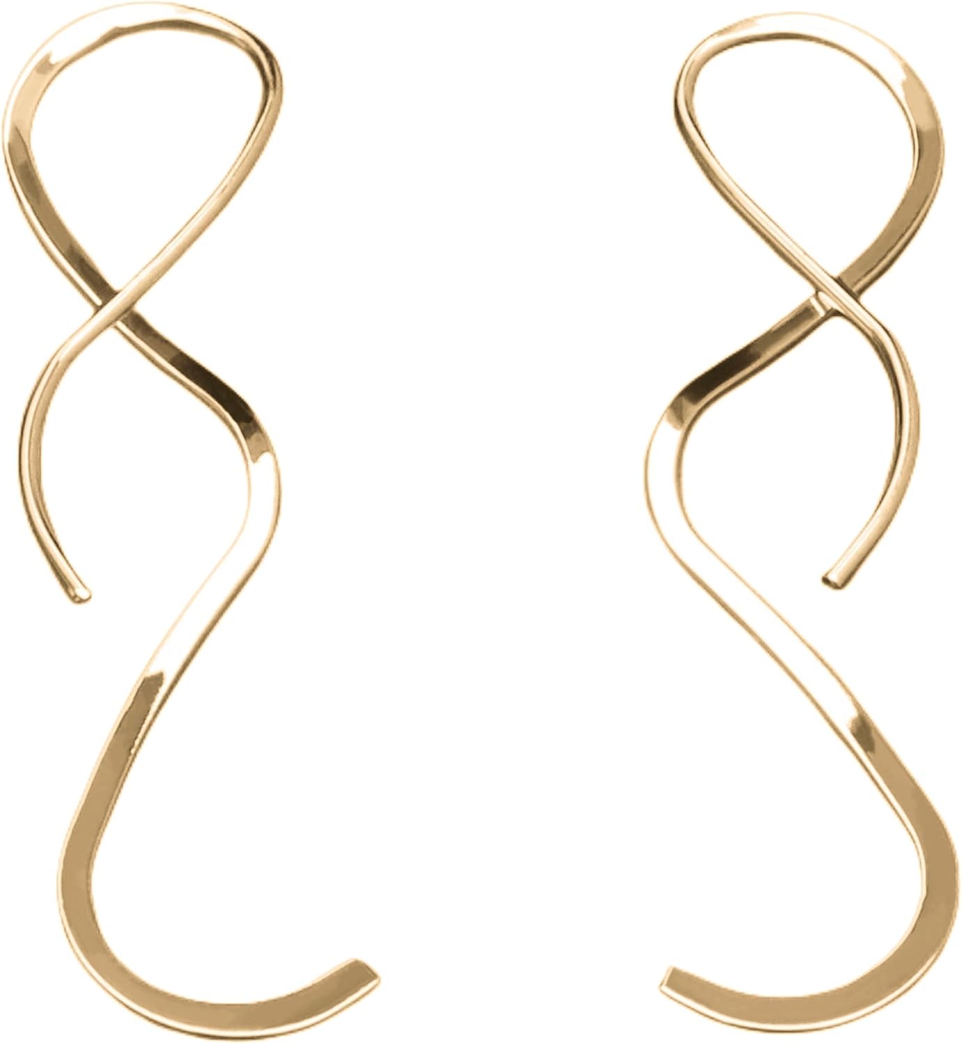 Womens Earrings 14K Gold Earrings, Spiral Earrings, Handmade Curved Earrings Best Gift Choice for Girlfriend, Mother, Sister, Mothers Day, Christmas, or Birthday Gift