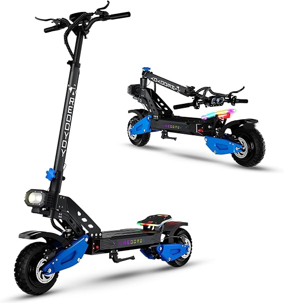 Electric Scooter for Adults, 5000W/10000W Dual Motors, Max 50-55MPH & 55-75Mile Range, 60V 25/40AH, Dual Suspension Folding E-Scooter with LED Lights & Off-Road Tires