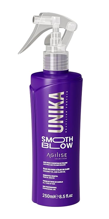 agilise Unika Smooth Blow Brazilian Keratin Treatment | Heat Protector for Hair | Heat Spray Protection for Hair | Protector de Calor para el Cabello | Termoprotector para Cabello | Protector termico