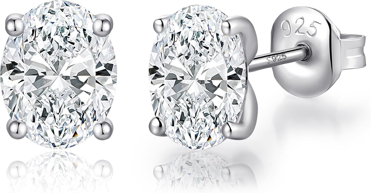 Brilliant Heart-cut/Oval-cut/Trillion-cut/Cushion-cut/Emerald-cut/Marquise-cut Stud, 925 Sterling Silver Cubic Zirconia Stud Earrings for Women Men