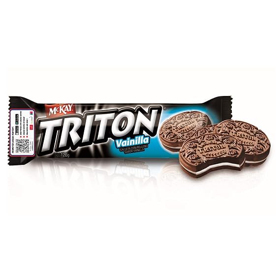 Triton Cookies Vanilla Cream Filled. Traditional Chilean Cookie. 3 Pack x 126 Grms Each. Promoted Edition Pack