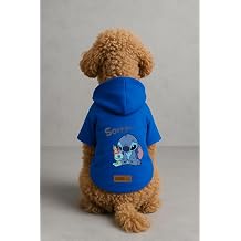 Baskılı İçi Polarlı Köpek Ve Kedi Kıyafeti & Elbisesi - Mavi Renk Kapüşonlu Hoodie Bfb4E Xl