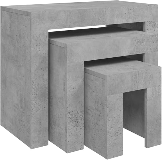 vidaXL Nesting Coffee Tables 3 pcs Concrete Grey Engineered Wood