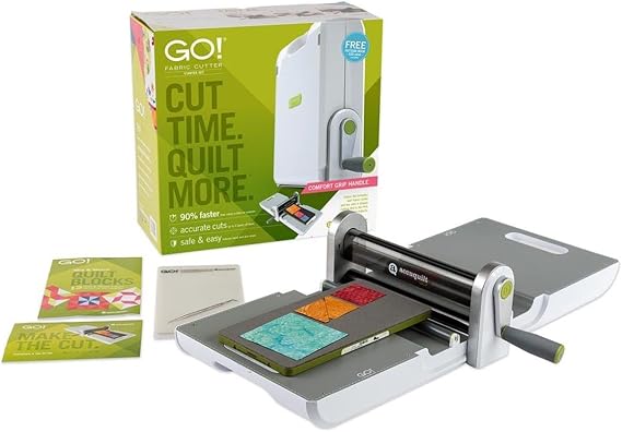 AccuQuilt GO! 55100H Fabric Cutter Starter Set, Portable Design | Includes Die with 3 Shapes, Cutting Mat, and Quick Start Guide. Cuts Up to 90% Faster Than Scissors or Rotary