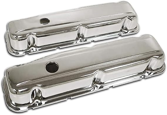 Cobra-Tek - CBK-HZ-7554-C -Short Steel Valve Covers - Chrome - Works WIth Compatible 1968-1969-1970-1971-1972-1973-1974-1975-1979-1980-1981 Buick SB Small Block 350 V8