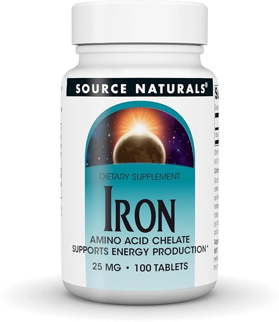 Source Naturals Iron, Amino Acid Chelate, 25mg - 100 Tablets