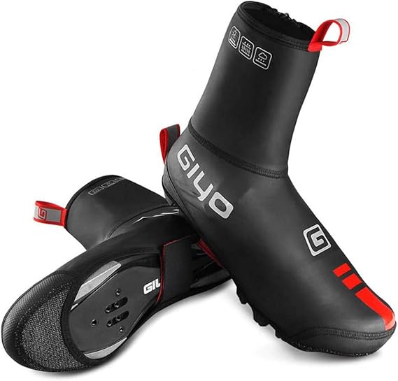 GIYO Cycling Shoe Covers Neoprene Waterproof, S-XXL Winter Proof PU Leather Thermal Warm Full Bicycle Overshoes for Men Women Road Mountain Bike Booties