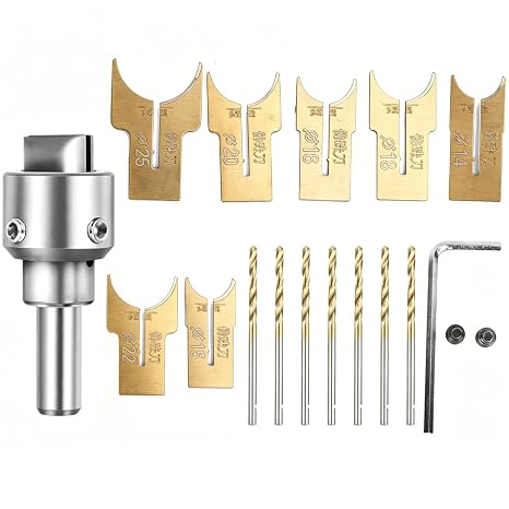 Woodworking Ball Milling Cutter Set, 18PCS Professional Bead Punch Drill Bits Wood Bead Maker Kit Wooden Maker Beads Drill Bit Set Woodworking Tool