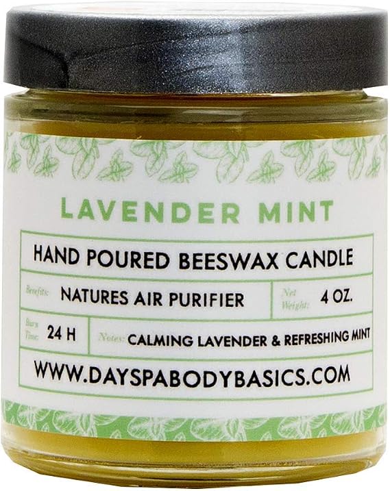 NATURE'S APOTHECARY Lavanta Nane El Dökülmüş Balmumu Mum - Tamamen Doğal Uçucu Yağ Kokulu, Pamuk Örgülü Fitil, Dumansız, Toksik Olmayan El Yapımı ABD'de DAYSPA Body Basics