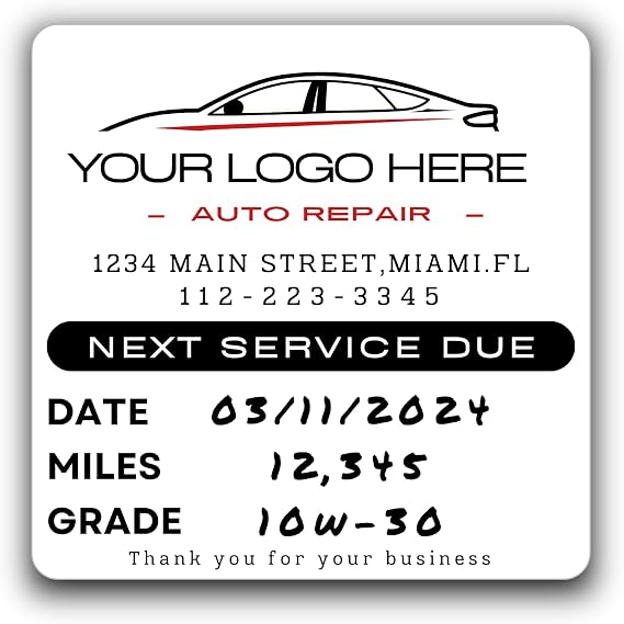 Custom Oil Change Stickers Online Design with Your Business Info- 500 pcs Next Service Due Oil Change Stickers for Windshield 2 Inches (for Have Professional Logo Guys)