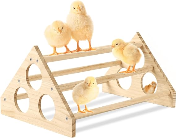 Chicken Perch Roosting- Woodern Chick Roosts and Perches Stand Training Perch for Baby Chicks, Hens, Chicken Coop, Brooder, 15.5" x 10.6" x 7"