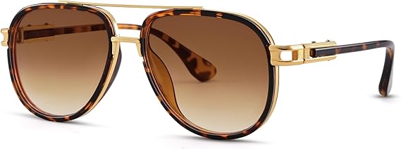 RAYSOL Retro Oversized Aviator Sunglasses for Women Men Metal Double Bridge Aviators Sun Glasses