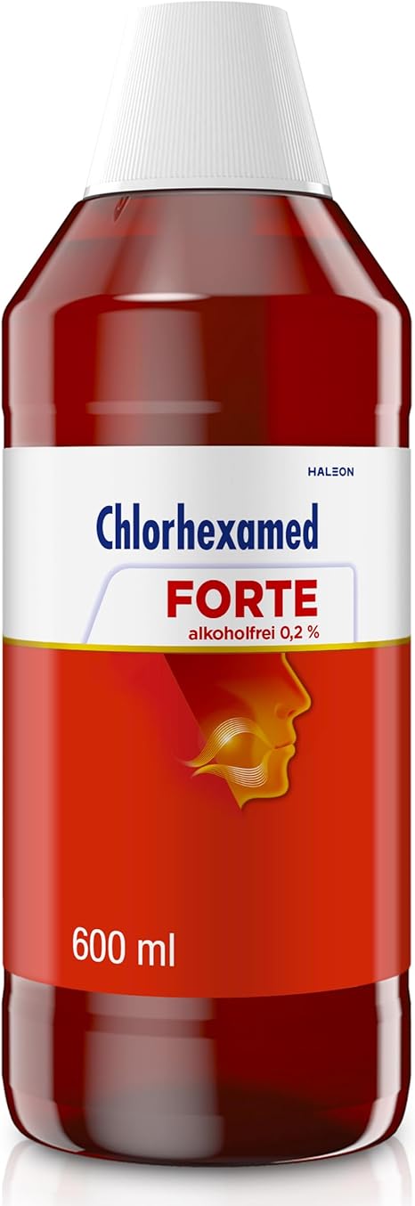 Chlorhexamed forte alcohol-free 0.2% solution 600 ml Mouthwash for supportive treatment for bacterial gum disease.
