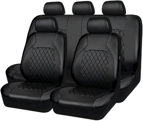 Car Seat Cover Sets for Nissan Sunny Pathfinder 2004-2018, Soft Artificial Leather, Automotive Protection Cushion for Sedans Vans SUVs Trucks,A/Black