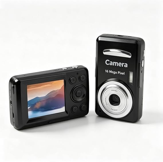 Digital Camera 1080P HD 16MP with 2.4 Inch Screen, 16x Zoom Auto Focus Face Detection, Fully Automatic Point and Shoot Camera for Kids Students Adults(Black)
