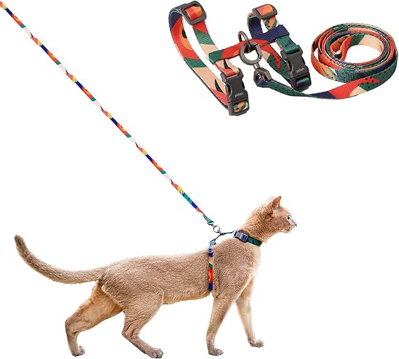 pidan Cat Harness and Leash Set, Cats Escape Proof - Adjustable Kitten Harness for Large Small Cats, Lightweight Soft Walking Travel Petsafe Harness((Multicolor-M Size)