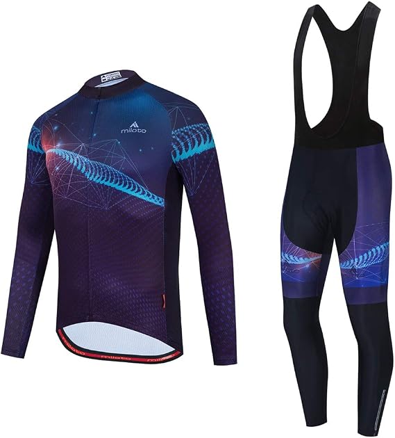 Uriah Men's Cycling Jersey Bib Pants Black Sets Long Sleeve Reflective