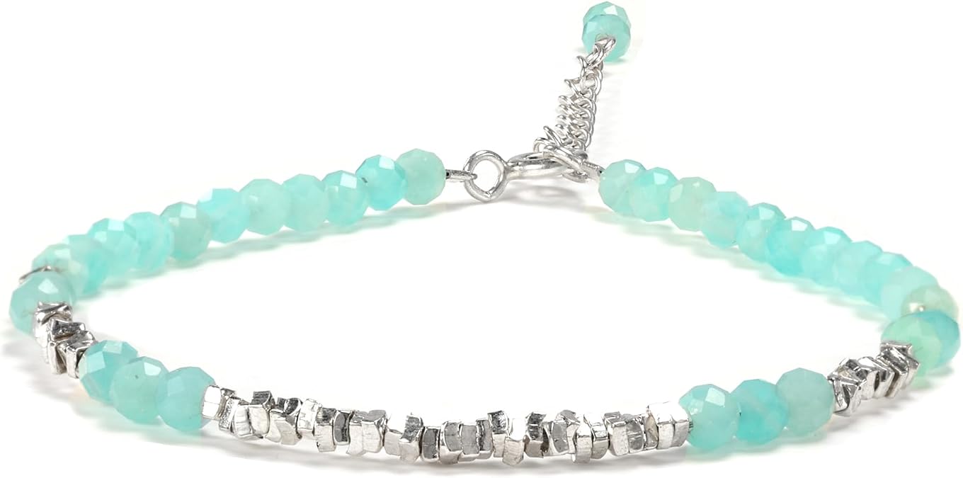 Natural Crystal Cut Bead Bracelet, 925 Silver Faceted Gemstone Jewelry for Women, Handmade Chakra Design Gift for Birthday Christmas Daily Wear
